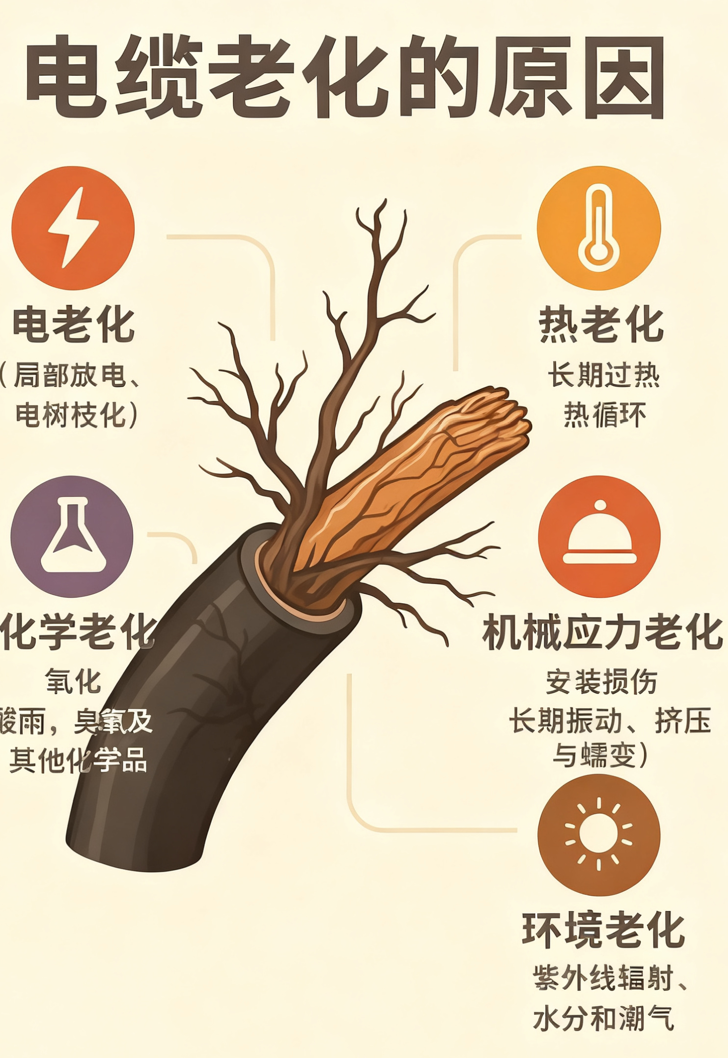 电缆绝缘层为什么会老化？？？？？？？五个最常见的缘故原由
